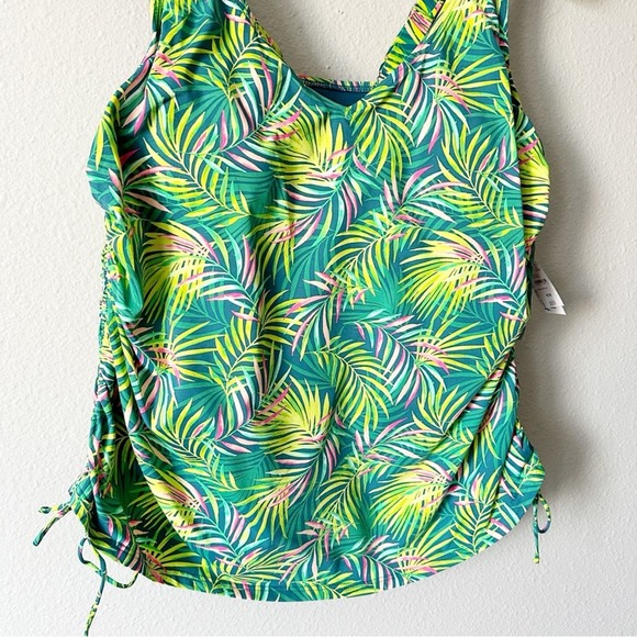 Lands' End V Neck Side Tie Underwire Tankini Swim Top Women's Plus Size 16 - Picture 4 of 9